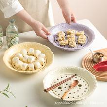 新款陶瓷饺子盘沥水双层盘 家用高端家庭冰箱专用网红创意饺子盘