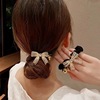 Light extravagance Rhinestone Pearl bow Hairpin summer Small intestine Hair rope rubber string senior Ball Tousheng Hairdressing