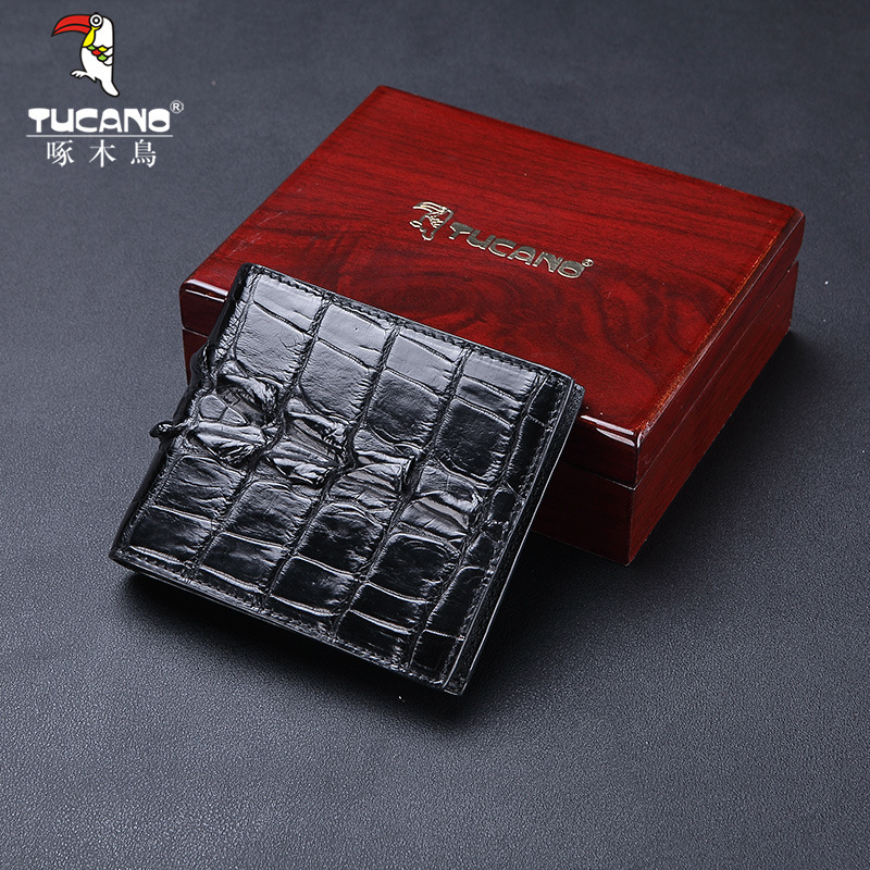 啄木鸟鳄鱼皮礼盒套装钱包男商务多卡位票夹横款短款钱包男士钱夹