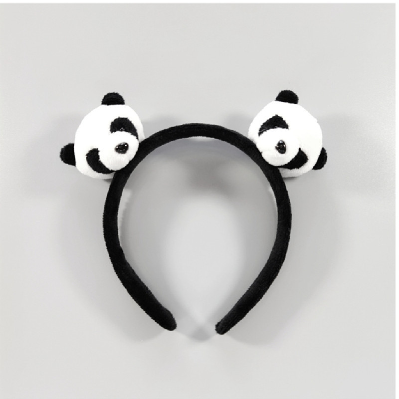 可爱卡通毛绒熊猫头熊猫发箍头箍啪啪熊头扣胸针熊猫发夹发圈发饰