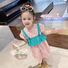 the republic of korea Children's clothing Breathable cotton Sarong 2021 A summer girl temperament Western style Broken flowers Dress Cotton 2 Set of parts