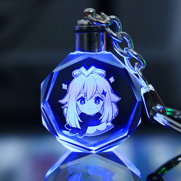 原神周边钥匙扣挂件魈胡桃可莉温迪刻晴甘雨钟离万叶七彩发光水晶