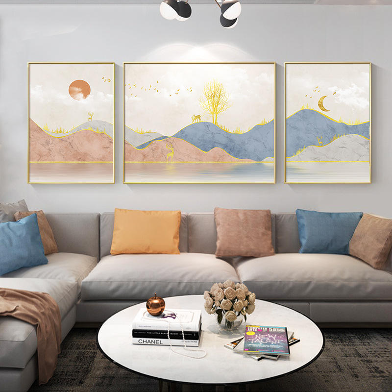 厂家批发晶瓷装饰画客厅沙发背景墙画北欧抽象画喷绘油画酒店挂画