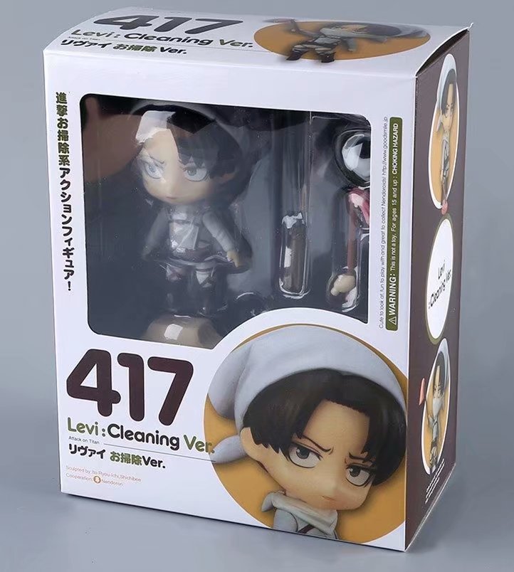 q版粘士 进击的巨人 417#兵长 利威尔 扫除ver 换脸公仔 盒装手办