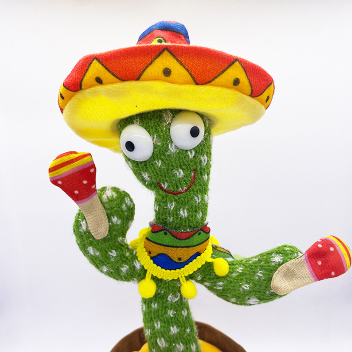 Tiktok Same Style Internet Celebrity Dancing Cactus Singing and Speaking Ribbon Lights Recording Funny Children's Toys Wholesale