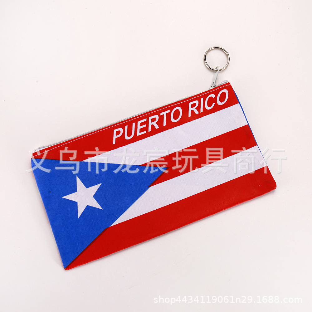 Puerto Rico Flag Pencil Case Creative Cartoon Stationery Box Large Capacity UAE Zipper Oxford Cloth Pencil Bag