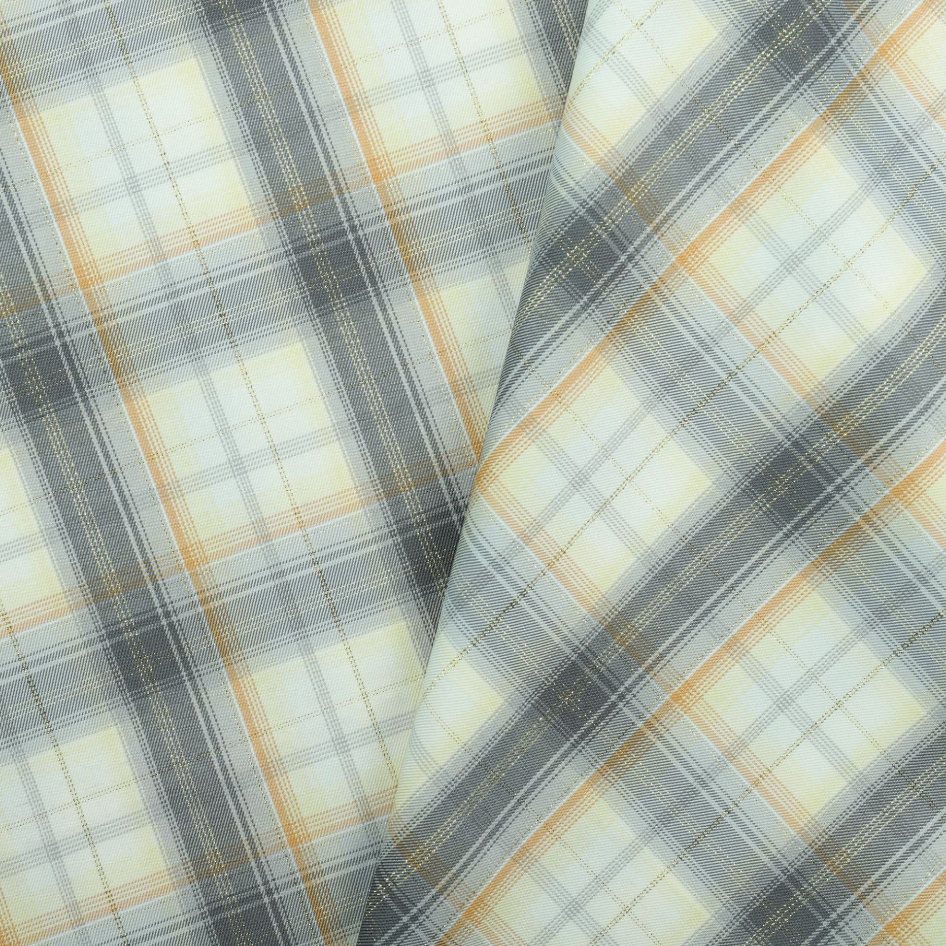 全涤色织斜纹jk格裙布金色亮丝箱包鞋帽发圈春夏日服装装饰面料