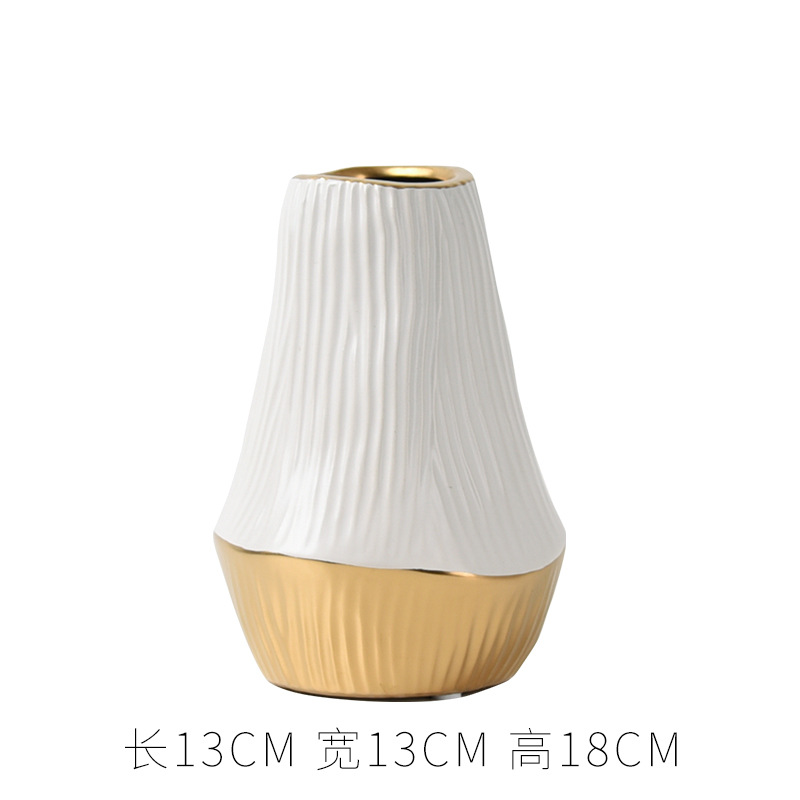 Ceramic Vase Modern Simple Electroplating Golden Dried Flower Flower Flower Arrangement Dining Table Soft Decoration Home Decoration Ornaments