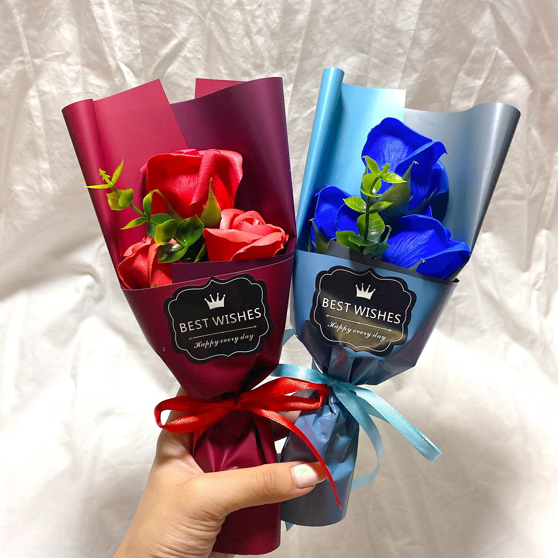 三朵香皂花花束母亲节小礼品仿真花婚庆礼品伴手礼520礼品