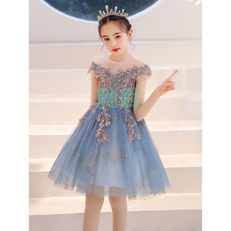 xsz儿童公主裙女童晚礼服小孩夏走秀花童蓬蓬裙生日主持人钢琴演