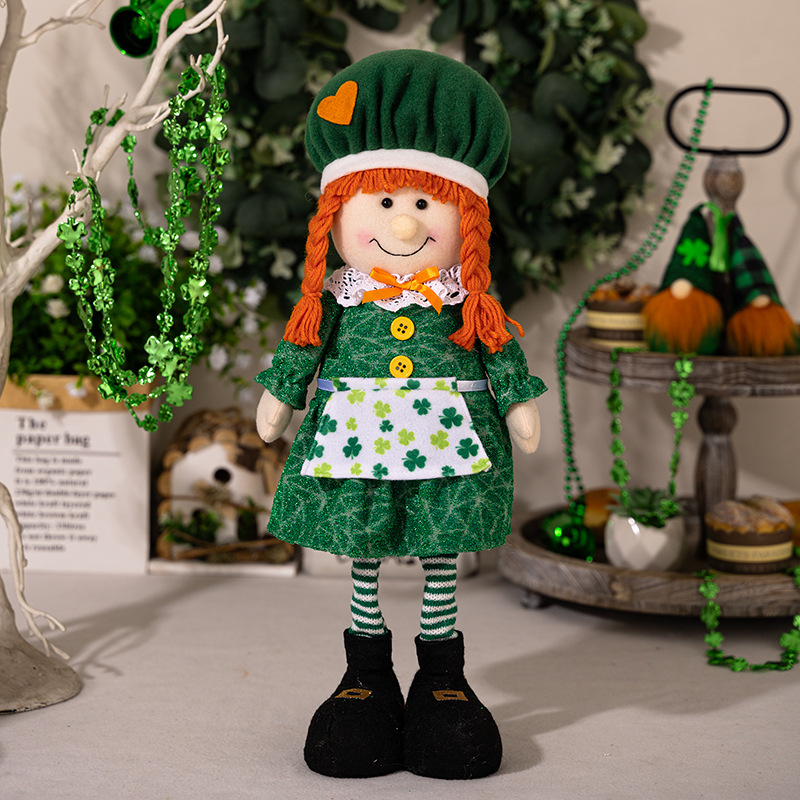 Green Leaf Festival Decorations Green Retractable Doll Ornaments Irish Festival Decoration Gift Boy Girl Doll