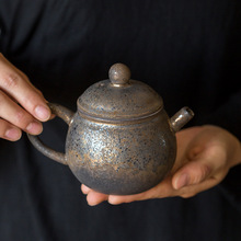 复古风直把壶 日式窑变铁釉茶壶 家用单壶 功夫茶具泡茶壶