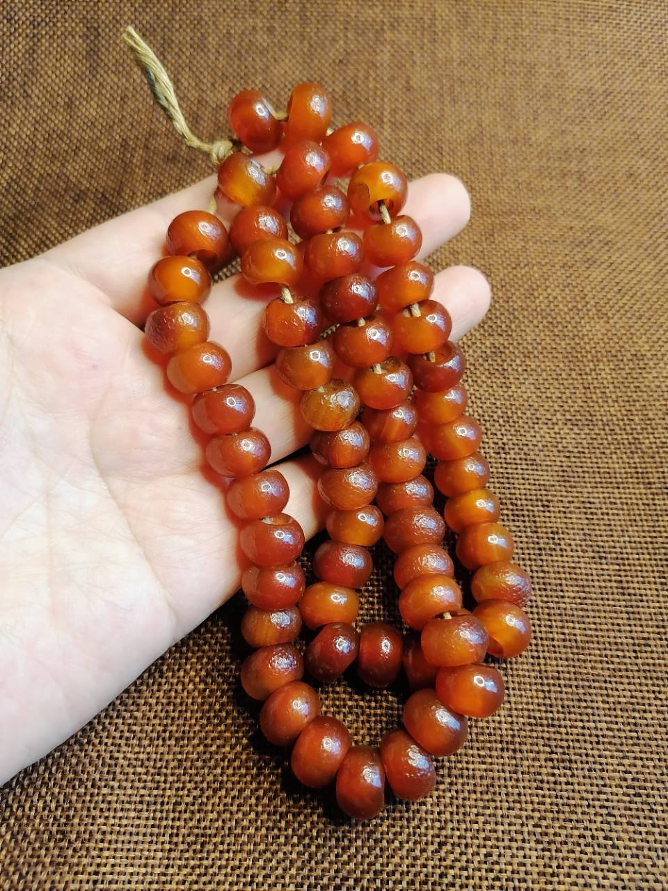 古玩西亚玛瑙吉祥红玛瑙珠串 复古玛瑙60颗左右佛珠念珠项链配饰