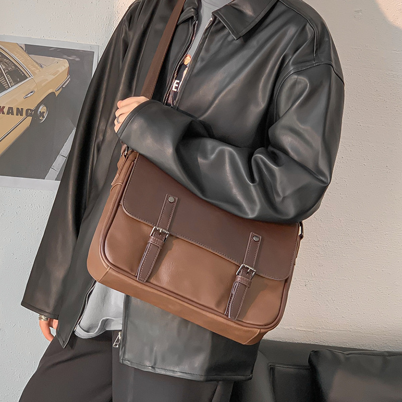 New Men's Business Shoulder Bag Large Capacity Casual Messenger Bag Fashion Men's Fashion Retro Pu Leather Shoulder Bag Men