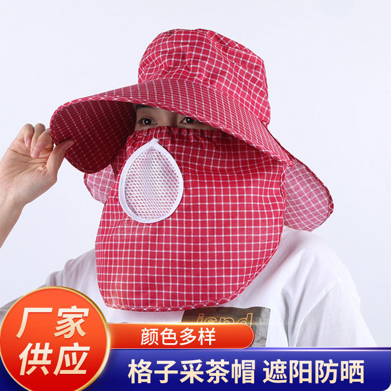 Processed Custom Hat Female Summer Korean Style Sun Hat Big Brim Tea Picking Hat Cycling Sun Protection Sun Hat Face Mask