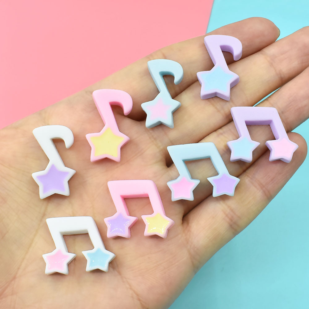 new resin xingx musical note diy cream glue phone case barrettes decorative accessories creative water bottle stickers