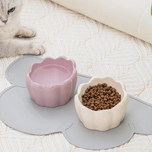 猫碗陶瓷矮脚幼猫防黑下巴斜口猫咪食盆狗狗零食碗吃饭喝水饭盆