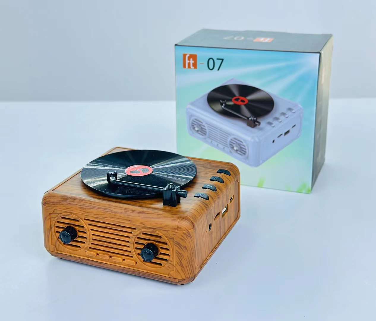 New Bluetooth Speaker Retro Record Audio Rotatable Portable Wireless Hot Sale Small Foreign Trade Hot Sale Ft-07