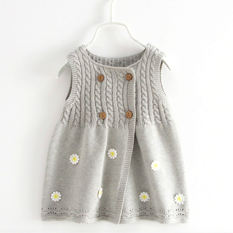 儿童春季新款毛线背心裙小女童针织马甲裙宝宝无袖棉线毛衣连衣裙