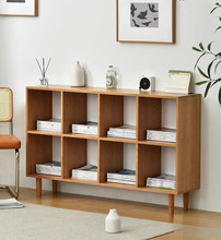 北欧松木实木书架日式客厅收纳格子柜展示置物架落地书柜实木板