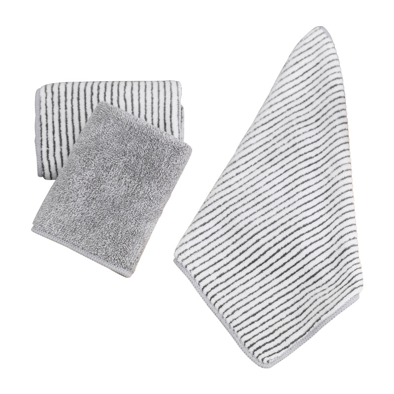 竹炭纤维擦手小毛巾30*30条纹柔软吸水厨房家用小方巾跨境批发