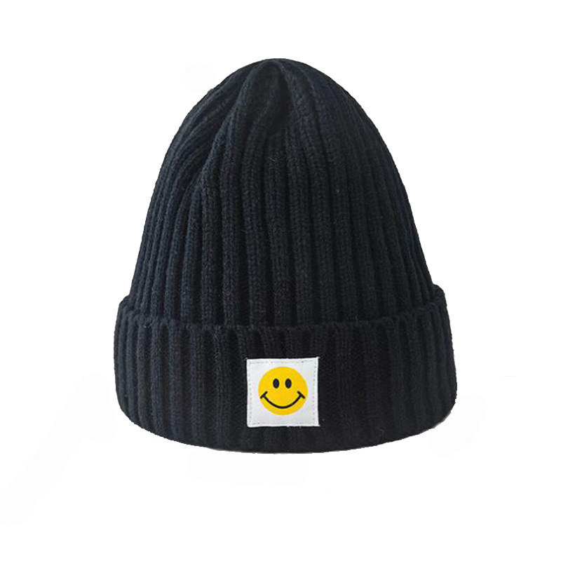 Korean Style Trendy Smiley Hat Men's and Women's Autumn and Winter Wild Knitted Wool Warm Hat Japanese Fashion Cute Student Beanie Hat