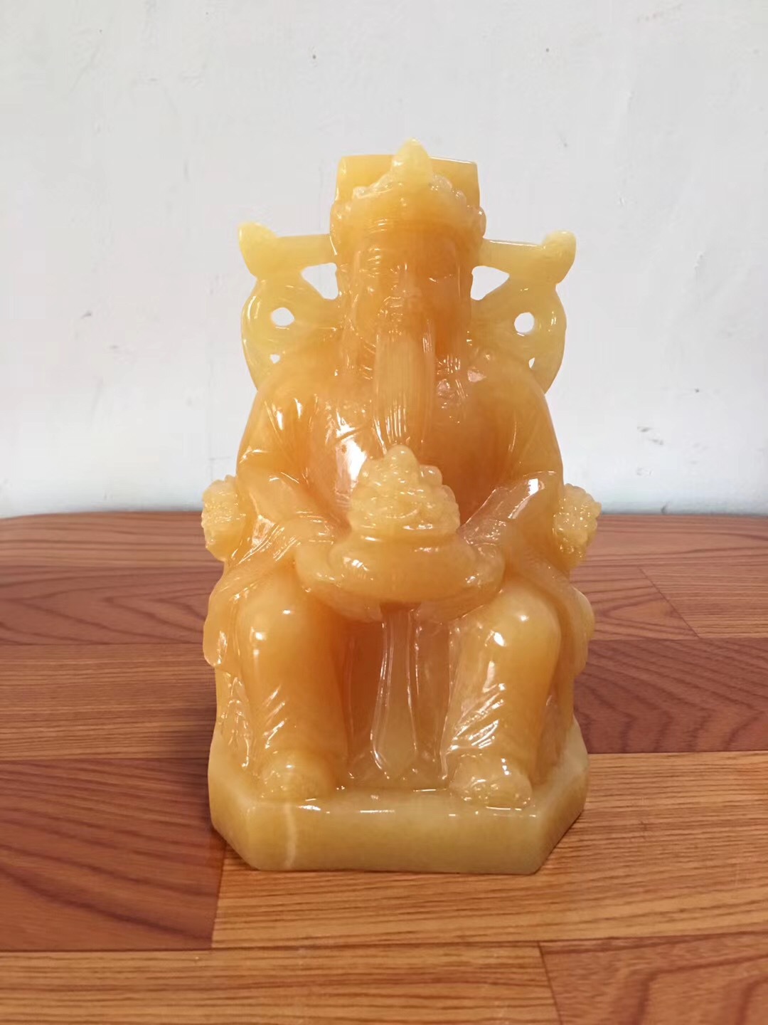 玉雕工艺品米黄玉财神摆件黄玉财神爷家居供奉玉石摆件摆饰品