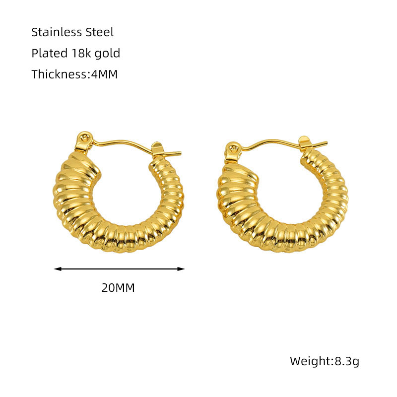 Cross-Border European and American Titanium Steel round Twist Ear Clip Women's High-Grade Sense Does Not Fade 18K Gold Earrings Ear Clip Special-Interest Design