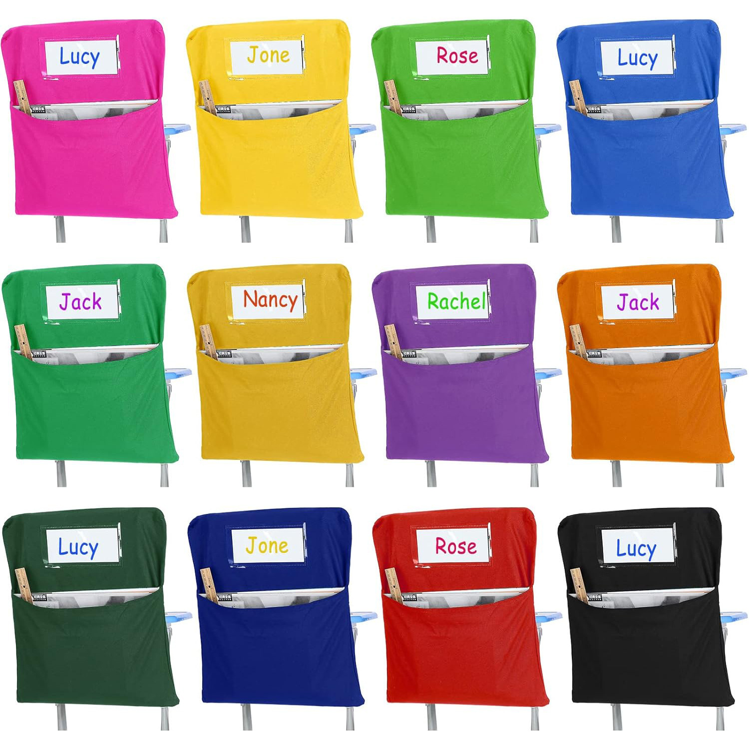 亚马逊新品top椅背挂袋收纳袋存放课堂用品学生椅子靠背整理挂袋