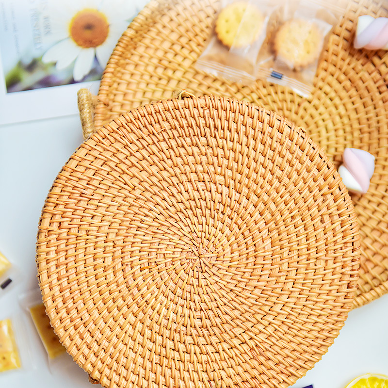 Vietnam Rattan Tray Fruit Plate Binaural Cane Basket Woven Breakfast Basket Japanese Bread Storage Basket Snack Basket Wholesale