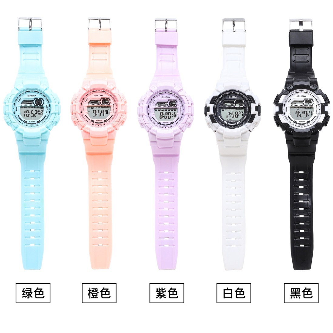 Factory Wholesale Children's Electronic Watch Youth Couple Fashion Sports Multi-Function Watch Macaron Color Matching Electronic Watch