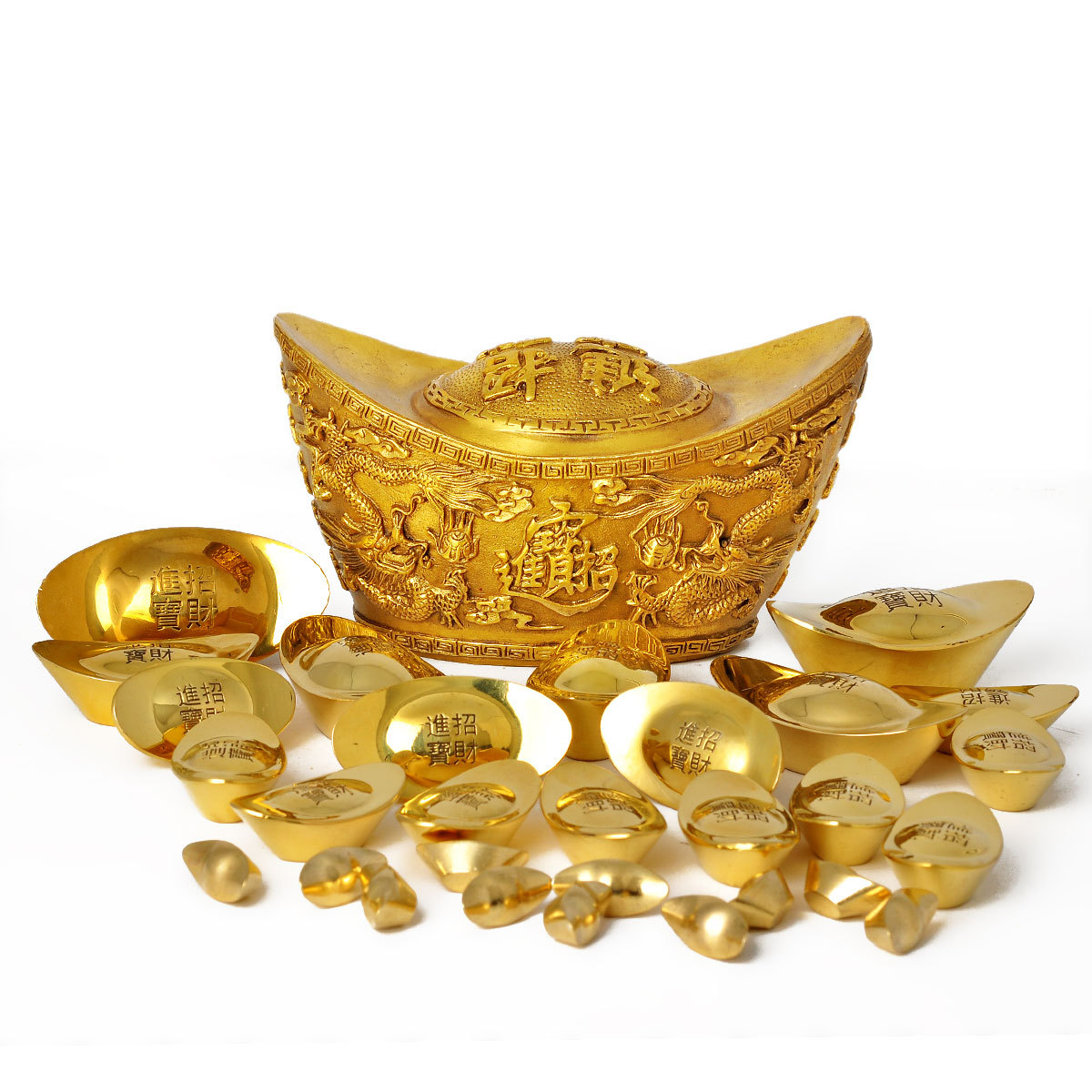 黄铜元宝实心摆件大小号仿真金元宝窗台金条金砖工艺品镇纸-阿里巴巴