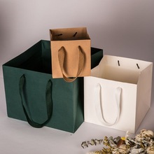 卡纸牛皮纸袋礼品包装手提袋印LOGO方形加宽底纸袋烘焙盆栽纸袋
