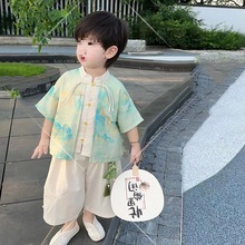 洋气夏季网男童古风童装儿童仙气红衣服夏装国潮小孩汉服套装宝宝