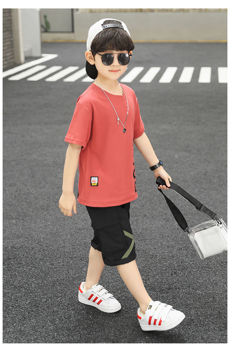 男童夏装套装男孩洋气学生2021新款大童运动10岁12网红时髦潮帅气