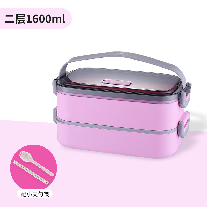 304 Stainless Steel Liner Lunch Box Multi-Layer Large Capacity Double-Layer Lunch Box Student Work Lunch to-Go Box Cross-Border