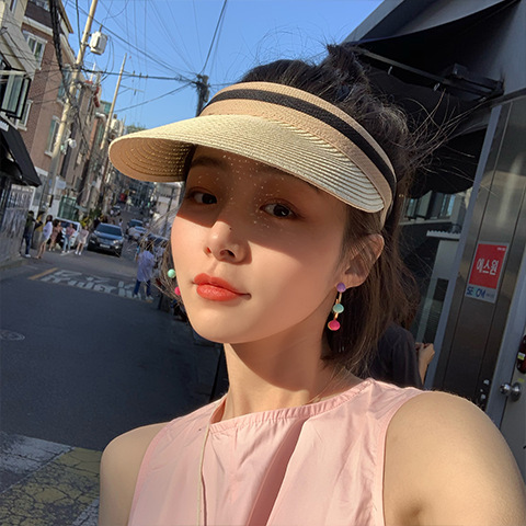 Ins Korean Style Children's Sun Hat Summer Little Girls' Straw Hat Air Top Big Brim Fashion Kids Straw Sun Hat Fashion