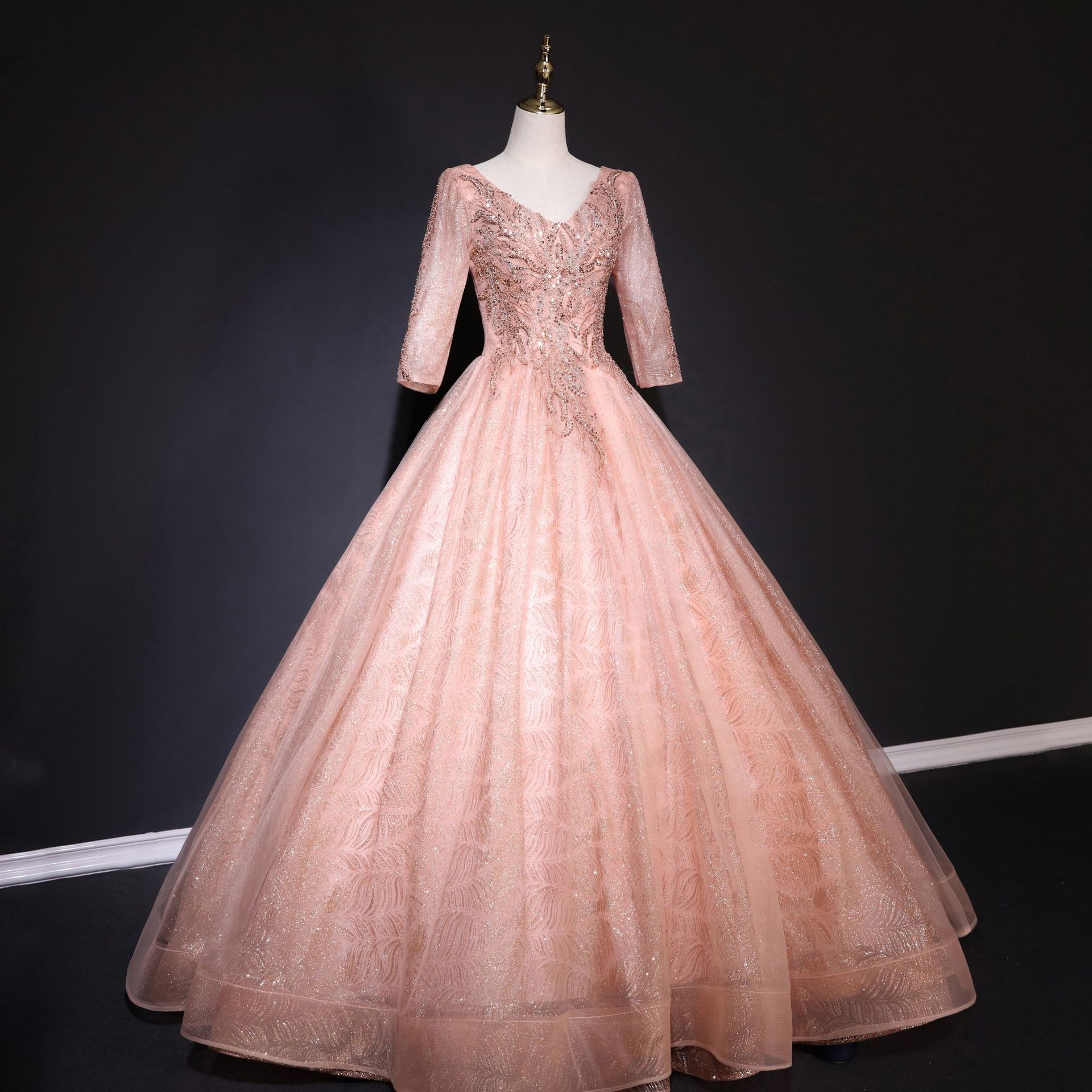 外贸婚纱2021欧洲新娘晚礼服红色敬酒服独唱蓬蓬裙艺考舞台演出服