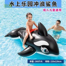 Uoa新款鲨鱼坐骑游泳圈儿童冲浪板水上乐园戏水玩具浮排成人游泳