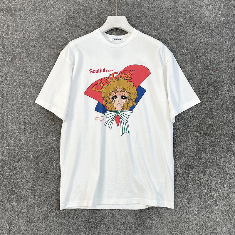 2022早春新款pushbutton 哭泣美少女头像设计师t恤 娃娃头像短袖