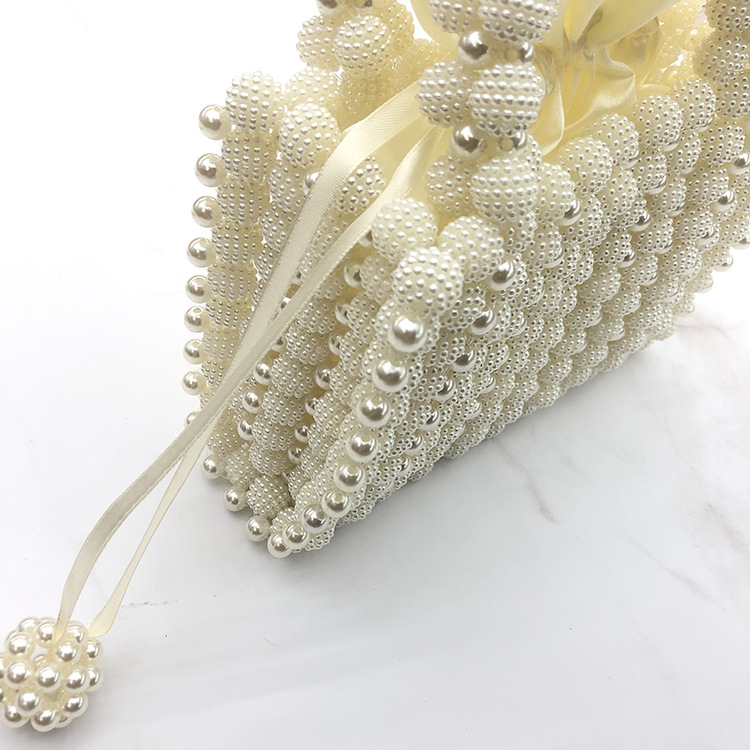 Spring and Summer New Waxberry Beads Pearl Bag Hand-Woven Bag Socialite Western Style Handbag Female French Style Beads Bag Retro