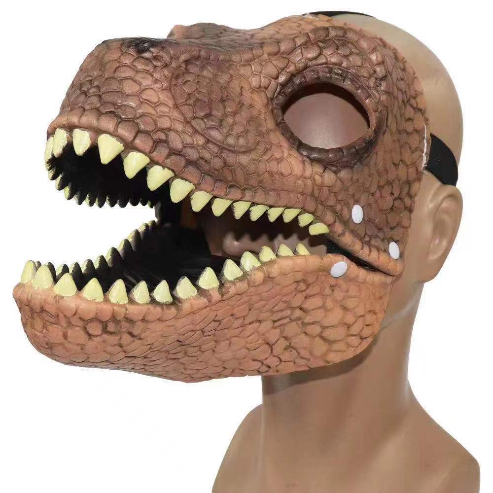 万圣节动物霸王龙恐龙面具哥斯拉动嘴巴上下活动罩圣诞派对头套