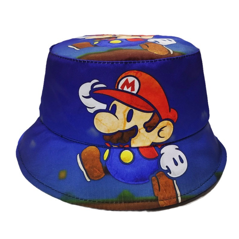 Cross-Border Sonic Children's Bucket Hat Spider-Man Cartoon Animation Super Mary Bucket Hat Dragon Ball Sun Hat