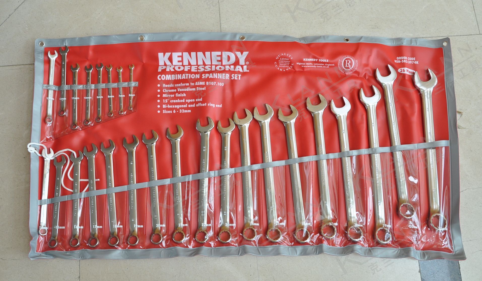 英国kennedy专业级梅开扳手公制26件套ken-582-3974k克伦威尔工具