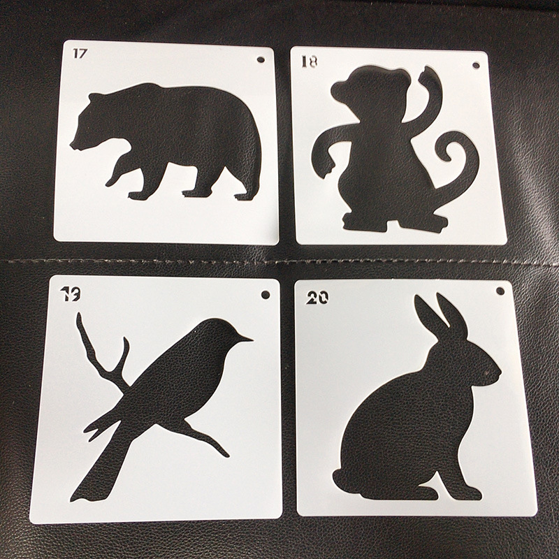 新款跨境亚马逊ebay动物镂空绘画模板diy模板pet塑料儿童涂鸦模板