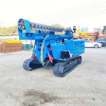 麻花钻杆履带光伏打桩机 水泥/钢管桩光伏钻孔机 多角度光伏钻机