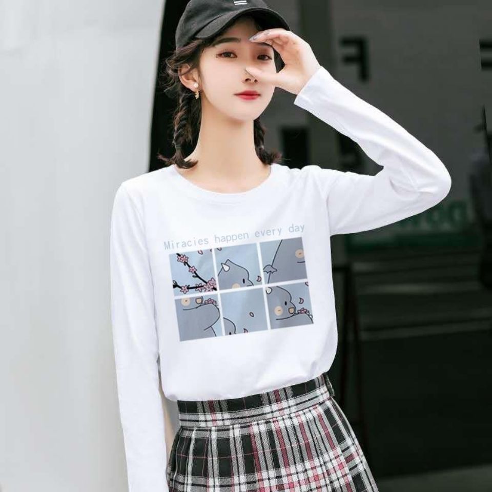 长袖t恤打底衫女2021新款春秋季百搭学生韩版上衣服女装ins潮