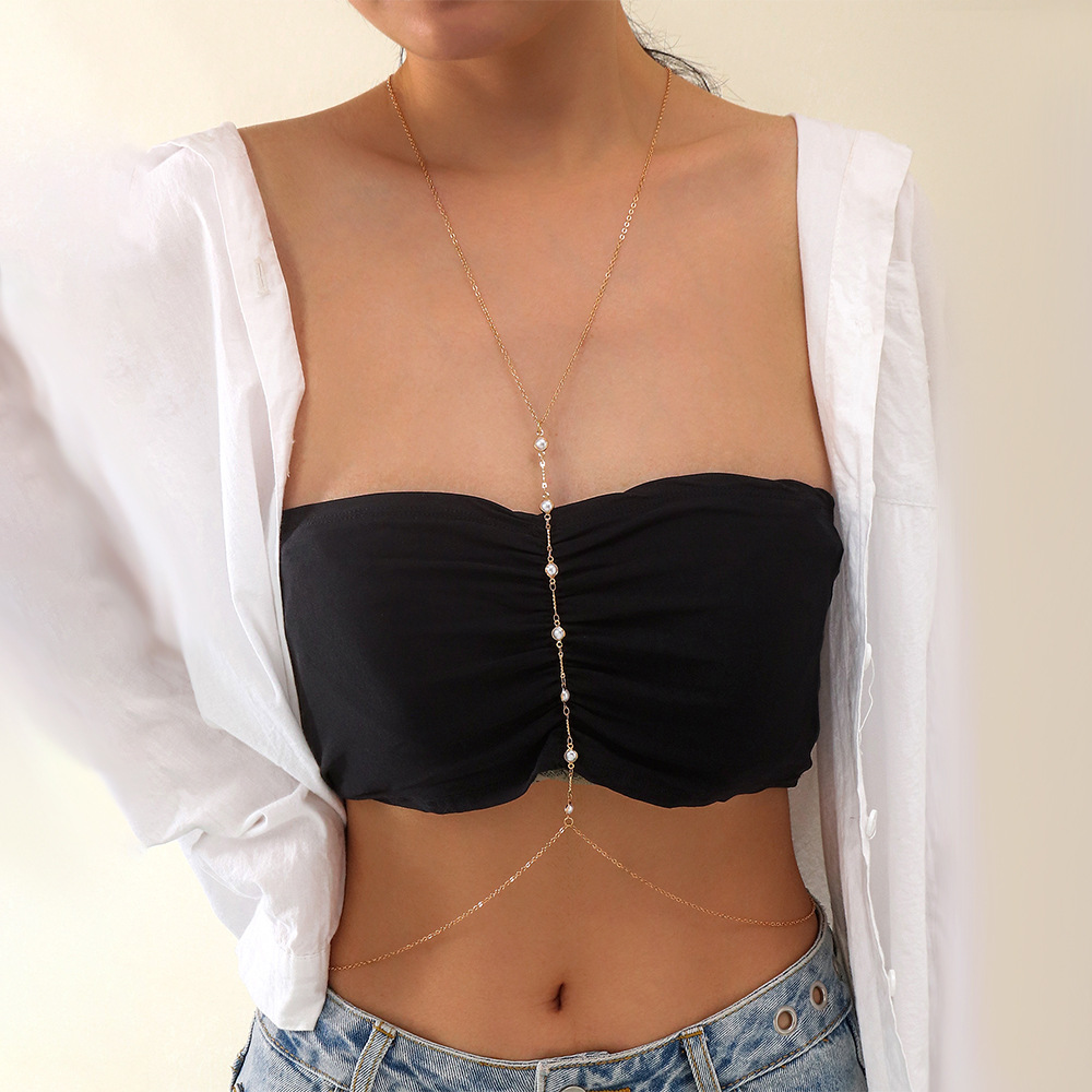 and American Women's Body Chains Pearl Chain Halter Women's Waist Chain Factory Wholesale Creative New Accessories