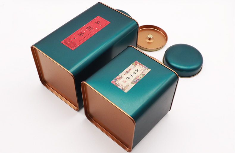 马口铁凸印茶叶罐红色小茶礼盒 茶饼铁盒方形通用茶叶铁盒
