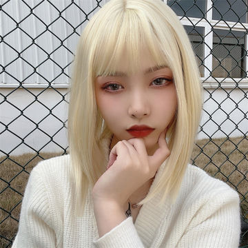 假发女短发浅金色日常lolita短直发bobo头日系修脸可爱自然全头套